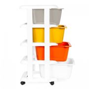 Raft pe roti cu 4 compartimente pentru depozitarea jucariilor modernhome - multicolor edeedipjjcbs0012-04a