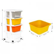 Raft pe roti cu 4 compartimente pentru depozitarea jucariilor modernhome - multicolor edeedipjjcbs0012-04a