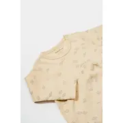 Set 3 piese:bluza, pantaloni si caciulita Printed, BabyCosy, 50% modal+50% bumbac, Stone (Marime: 6-9 luni) JEMBC-CSYM25504-6