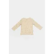 Set 3 piese:bluza, pantaloni si caciulita Printed, BabyCosy, 50% modal+50% bumbac, Stone (Marime: 6-9 luni) JEMBC-CSYM25504-6