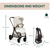 Carucior copii 3 in 1 Chicco Bellagio, Amber Glow (bej deschis), First Seat Recline, 0luni+ CHC8713650+8713750+8710050-8