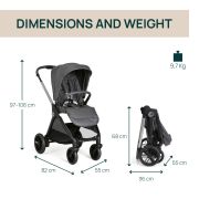Carucior copii 3 in 1 Chicco Bellagio, Black Satin (gri inchis), 0luni+ CHC8713645+8713745+8714645-8