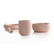 Set complet de masa, Jane, Din silicon, Cu 4 piese, Farfurie, Bol, Lingurita si pahar, BPA free, Pale BYN8420421089309