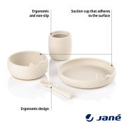 Set complet de masa, Jane, Din silicon, Cu 4 piese, Farfurie, Bol, Lingurita si pahar, BPA free, Pale BYN8420421089309
