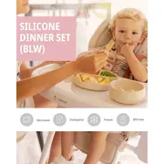 Set de masa, Jane, Din silicon, 2 piese, Cu bol si lingurita, BPA Free, Pale BYN8420421089323