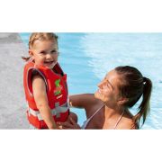 Vesta de inot pentru copii, ajustabila, 15–19 kg (2-3 ani), marimea S, rosie, cu imprimeu crocodil, Reer MySwimBuddy Swim Vest S, 66034