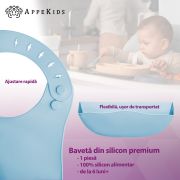 Baveta din silicon, AppeKids - Aqua Blue KRTAK275381