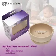 Bol din silicon, AppeKids, Kitty I - Bubble Beige KRTAK275206