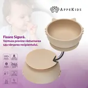 Bol din silicon, AppeKids, Kitty I - Bubble Beige KRTAK275206