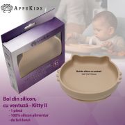 Bol din silicon, AppeKids, Kitty II - Bubble Beige KRTAK275251