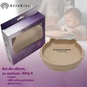 Bol din silicon, AppeKids, Kitty II - Bubble Beige KRTAK275251