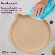 Bol din silicon, AppeKids, Kitty II - Bubble Beige KRTAK275251