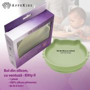 Bol din silicon, AppeKids, Kitty II - Raw Green KRTAK275299