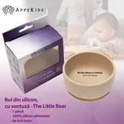 Bol din silicon cu ventuza, AppeKids, The Little Bear - Bubble Beige KRTAK275107