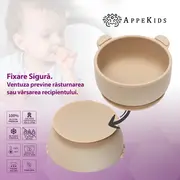 Bol din silicon cu ventuza, AppeKids, The Little Bear - Bubble Beige KRTAK275107