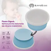 Bol din silicon cu ventuza si capac, AppeKids - Aqua Blue KRTAK275787