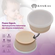 Bol din silicon cu ventuza si capac, AppeKids - Bubble Beige KRTAK275756