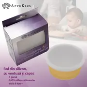 Bol din silicon cu ventuza si capac, AppeKids - Honey KRTAK275763