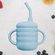 Cana din silicon cu pai, AppeKids - Aqua Blue KRTAK275435