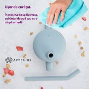 Cana din silicon cu pai, AppeKids - Aqua Blue KRTAK275435