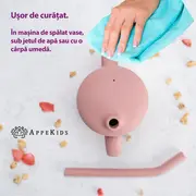 Cana din silicon cu pai, AppeKids - Old Rose KRTAK275428