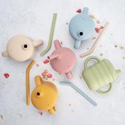 Cana din silicon cu pai, AppeKids - Raw Green KRTAK275442