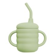 Cana din silicon cu pai, AppeKids - Raw Green KRTAK275442