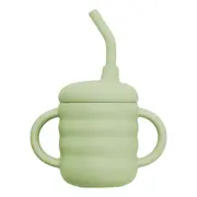 Cana din silicon cu pai, AppeKids - Raw Green KRTAK275442