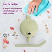 Cana din silicon cu pai, AppeKids - Raw Green KRTAK275442