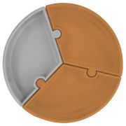 Farfurie Puzzle Minikoioi, 100% Premium Silicone – Woody Brown/Powder Grey KRT101050056
