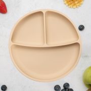 Farfurie compartimentata din silicon cu ventuza, AppeKids - Bubble Beige KRTAK275800