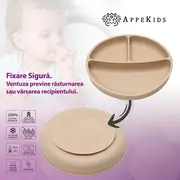 Farfurie compartimentata din silicon cu ventuza, AppeKids - Bubble Beige KRTAK275800