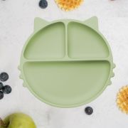 Farfurie compartimentata din silicon cu ventuza, AppeKids - Kitty - Raw Green KRTAK275343