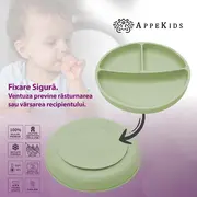 Farfurie compartimentata din silicon cu ventuza, AppeKids - Raw Green KRTAK275848