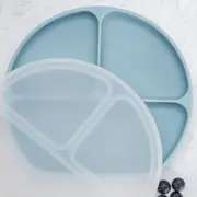Farfurie compartimentata din silicon cu ventuza si capac, AppeKids - Aqua Blue KRTAK275732