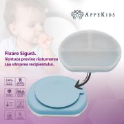 Farfurie compartimentata din silicon cu ventuza si capac, AppeKids - Aqua Blue KRTAK275732