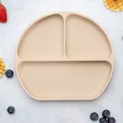 Farfurie compartimentata din silicon cu ventuza si capac, AppeKids - Bubble Beige KRTAK275701