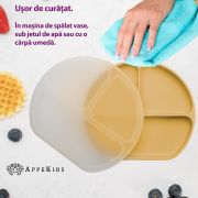 Farfurie compartimentata din silicon cu ventuza si capac, AppeKids - Honey KRTAK275718