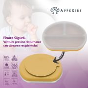 Farfurie compartimentata din silicon cu ventuza si capac, AppeKids - Honey KRTAK275718