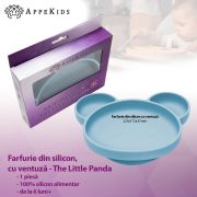 Farfurie din silicon cu ventuza, AppeKids, Panda - Aqua Blue KRTAK275886
