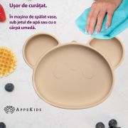 Farfurie din silicon cu ventuza, AppeKids, Panda - Bubble Beige KRTAK275855