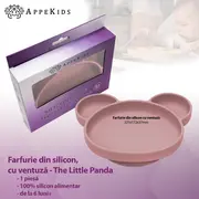 Farfurie din silicon cu ventuza, AppeKids, Panda - Old Rose KRTAK275879