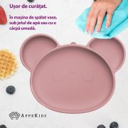 Farfurie din silicon cu ventuza, AppeKids, Panda - Old Rose KRTAK275879