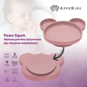 Farfurie din silicon cu ventuza, AppeKids, Panda - Old Rose KRTAK275879