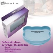Farfurie din silicon cu ventuza, AppeKids, The Little Bear - Aqua Blue KRTAK275183
