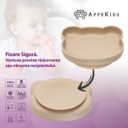 Farfurie din silicon cu ventuza, AppeKids, The Little Bear - Bubble Beige KRTAK275152