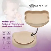 Farfurie din silicon cu ventuza, AppeKids, The Little Bear - Bubble Beige KRTAK275152
