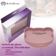 Farfurie din silicon cu ventuza, AppeKids, The Little Bear - Old Rose KRTAK275176