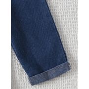 Set salopeta din blugi pentru fetite cu bluzita alba si floricele aplicate mdtu22-r2