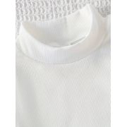 Set salopeta din blugi pentru fetite cu bluzita alba si floricele aplicate mdtu22-r2
